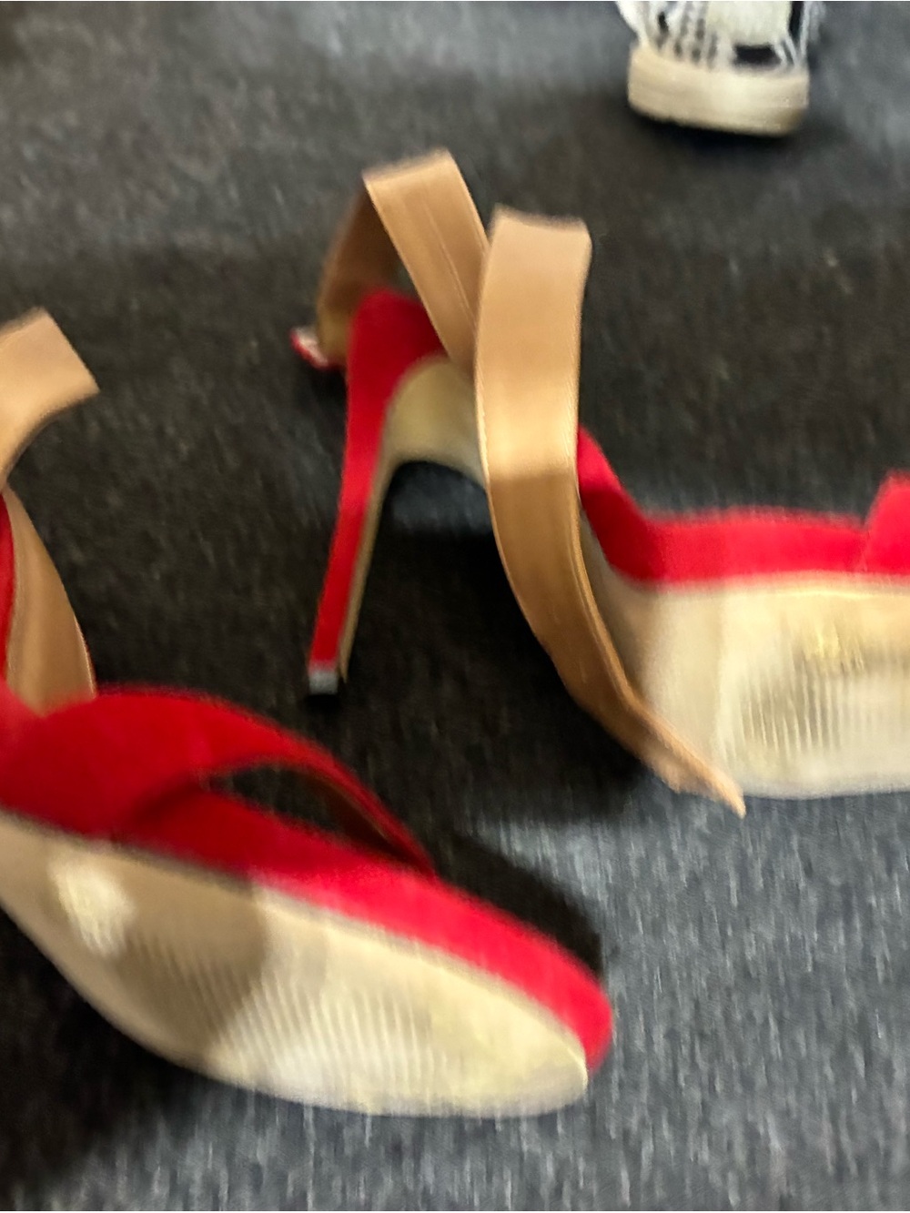 Liliana Red and Tan Suede Slingback Heels - Picture 4 of 6